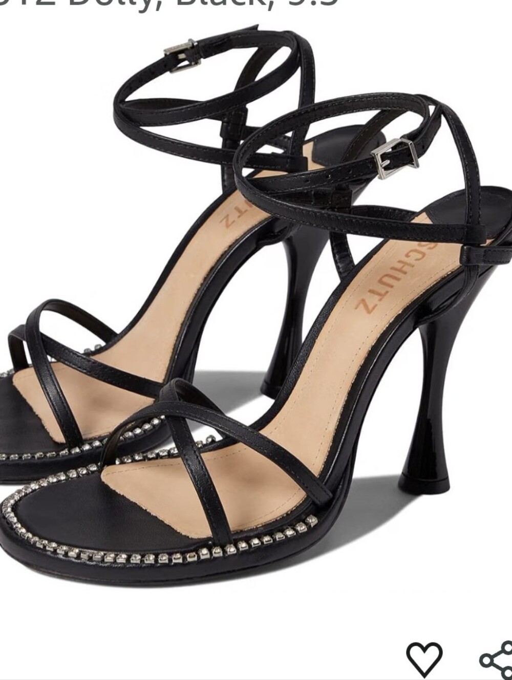 SCHUTZ Black Strappy Crystal-Trim High Heel Sandals
